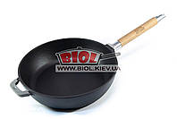 Сковорода чавунна емальована ø26см (колір - чорний) глибока (сотейник) зі знімною ручкою БІОЛ 0326E
