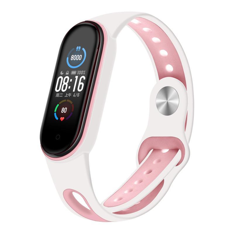 

Ремешок TPU BeCover Sport Style для Xiaomi Mi Band 5 White/Pink (705174)