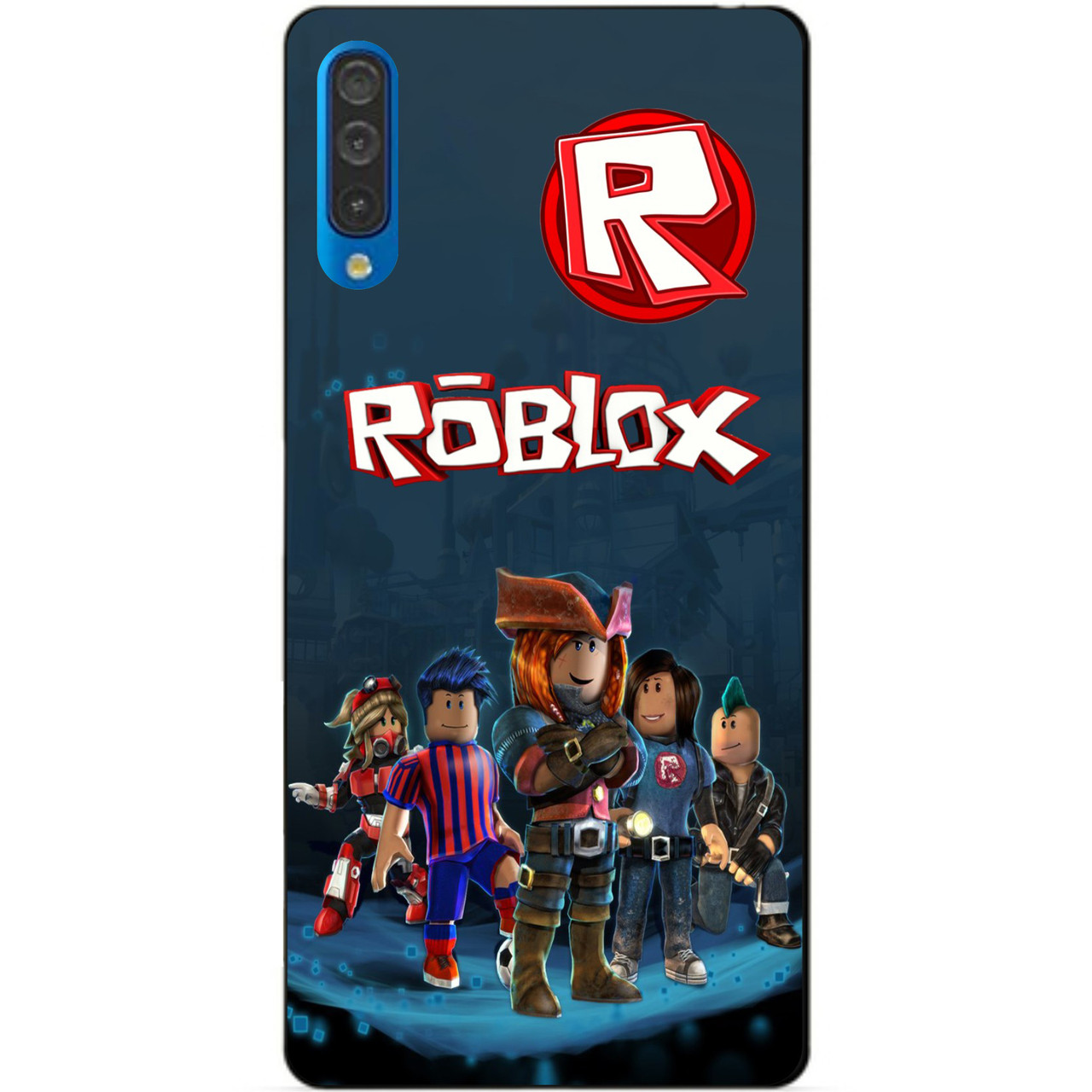 

Силиконовый бампер чехол для Samsung A50 с рисунком Roblox, Разные цвета