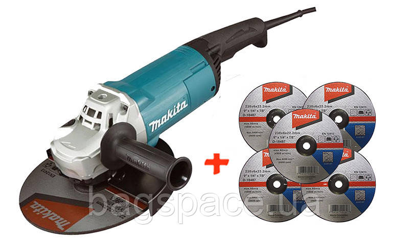 

Угловая шлифмашина Makita GA9060 + 5 зачистных диска по металлу Makita 230 мм GA9060-D-184875, КОД: 2367587