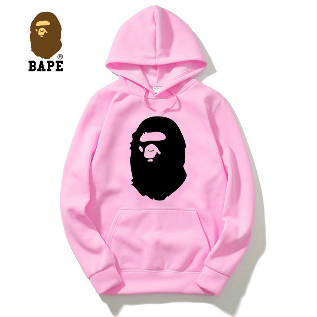 

Худи BAPE A Bathing Ape розовое с черным логотипом, унисекс (мужское, женское, детское), Черный