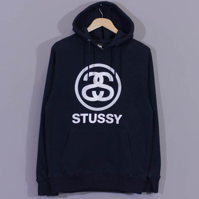 

Худи Stussy темно-синее с белым логотипом, унисекс (мужское, женское, детское), Разные цвета