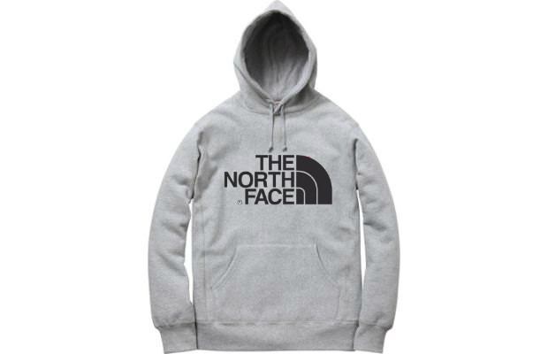 

Худи The North Face серое с черным логотипом, унисекс (мужское, женское, детское), Черный