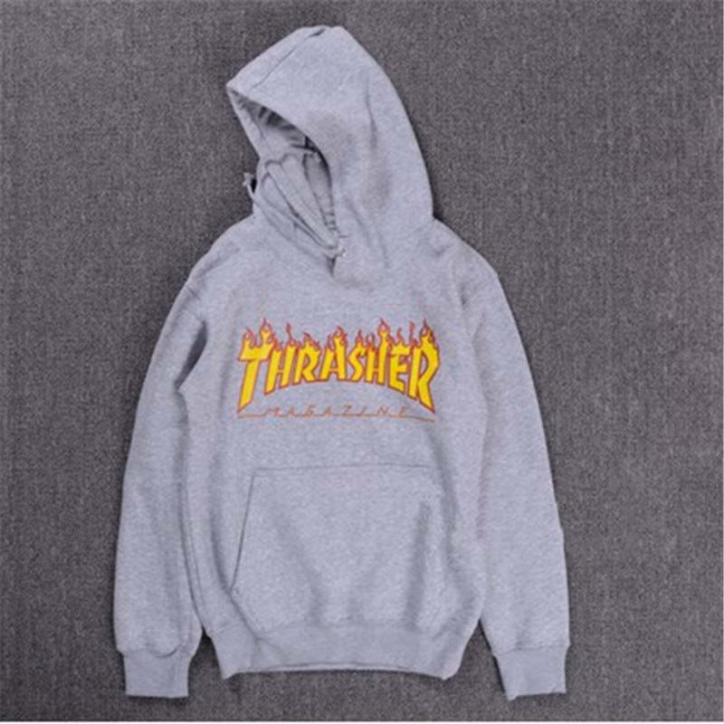 

Худи Thrasher Flame серое, унисекс (мужское, женское, детское), Разные цвета