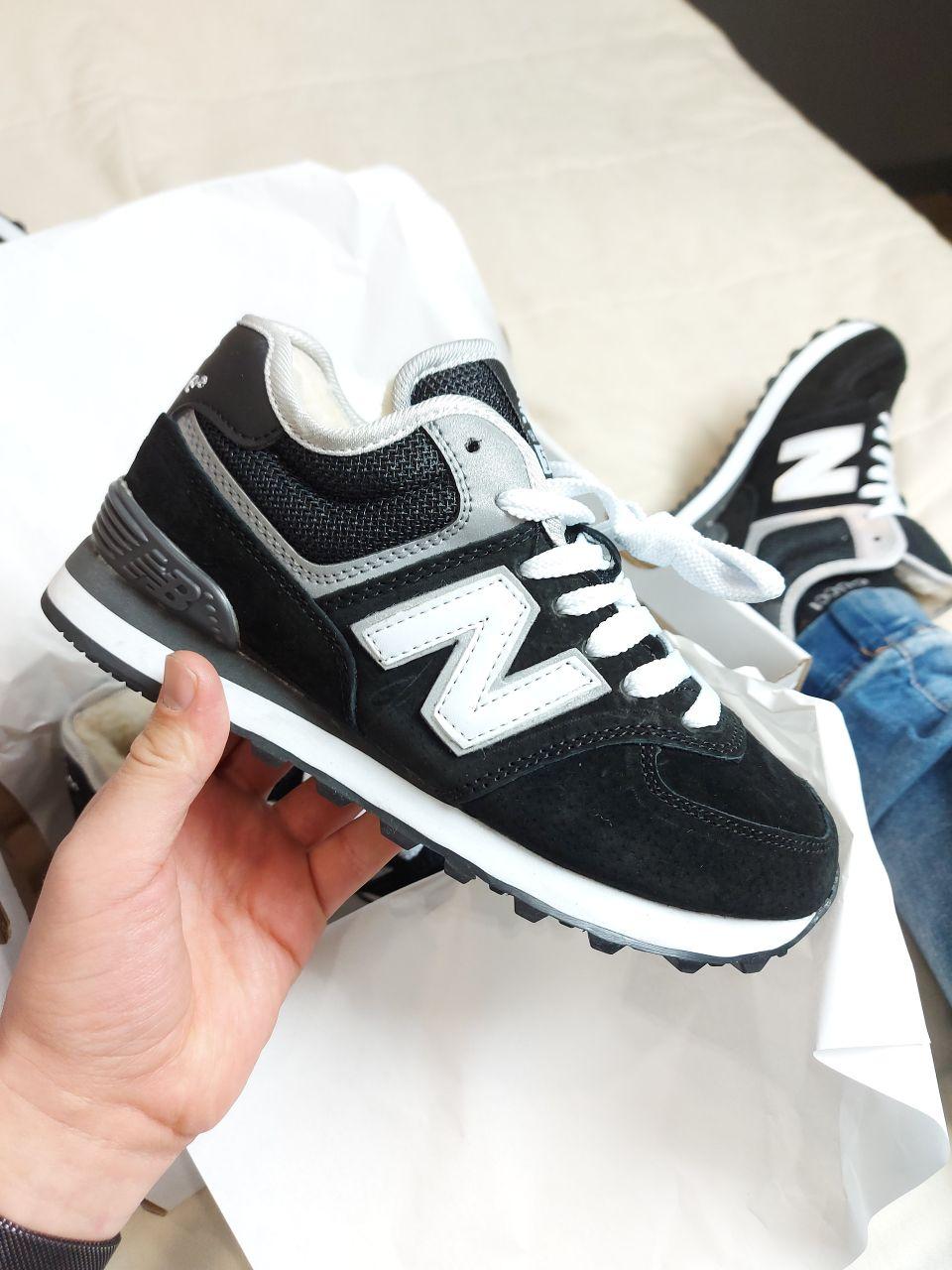 

Женские зимние кроссовки New Balance 574 Black White / Нью Беланс 574 Черные Белые 37, Черный