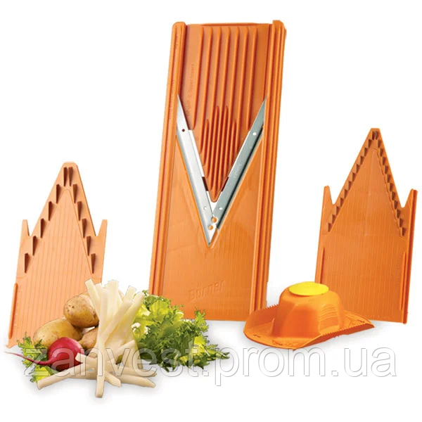 

Овощерезка ручная, мультислайсер со сменными насадками Original + 6 насадок (терка для овощей и фруктов), Оранжевый