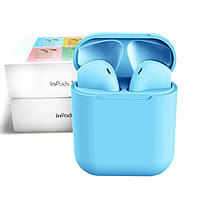 Бездротові сенсорні Bluetooth навушники TWS i12 Magnetto Stereo blue gloss, фото 1