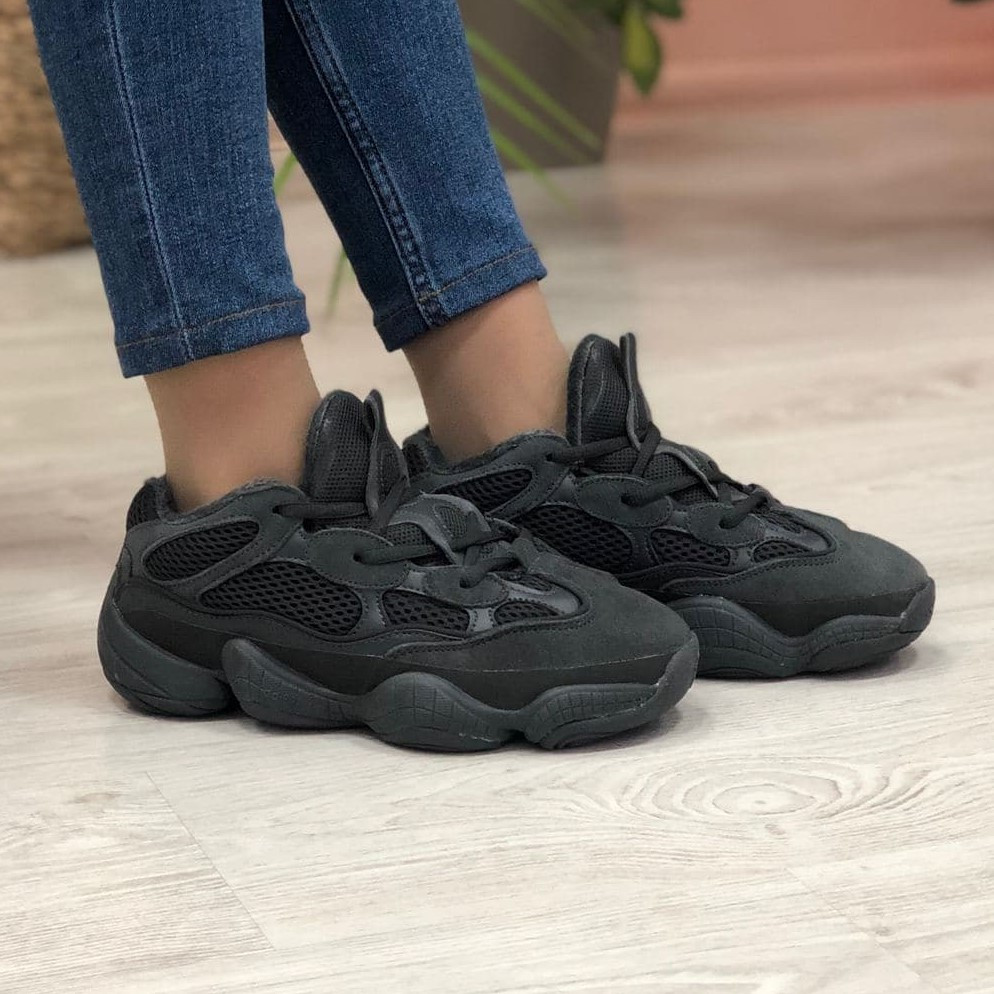 

AAdidas Yeezy Boost 500 Black Fur | кроссовки зимние; женские и мужские; с мехом; черные 39, Черный