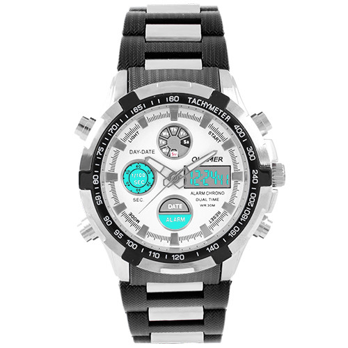 

Часы наручные QUAMER 1603, браслет карбон, dual time, waterproof