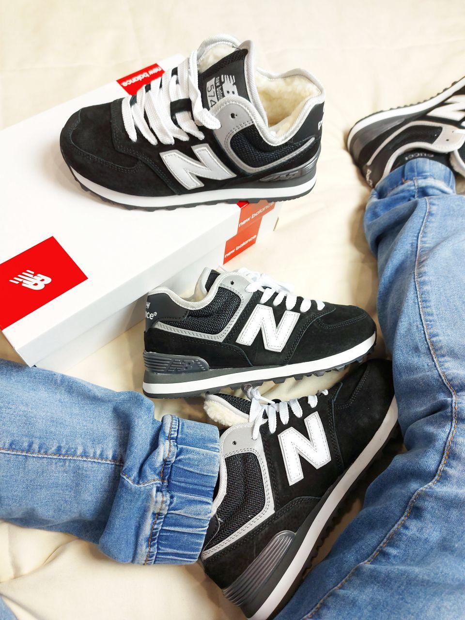 

Женские зимние кроссовки New Balance 574 Black White / Нью Беланс 574 Черные Белые 39, Черный