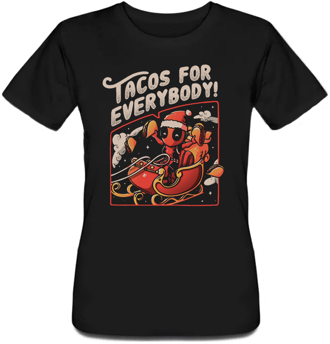 

Женская футболка "Deadpool Tacos For Everybody" (чёрная) L, Черный