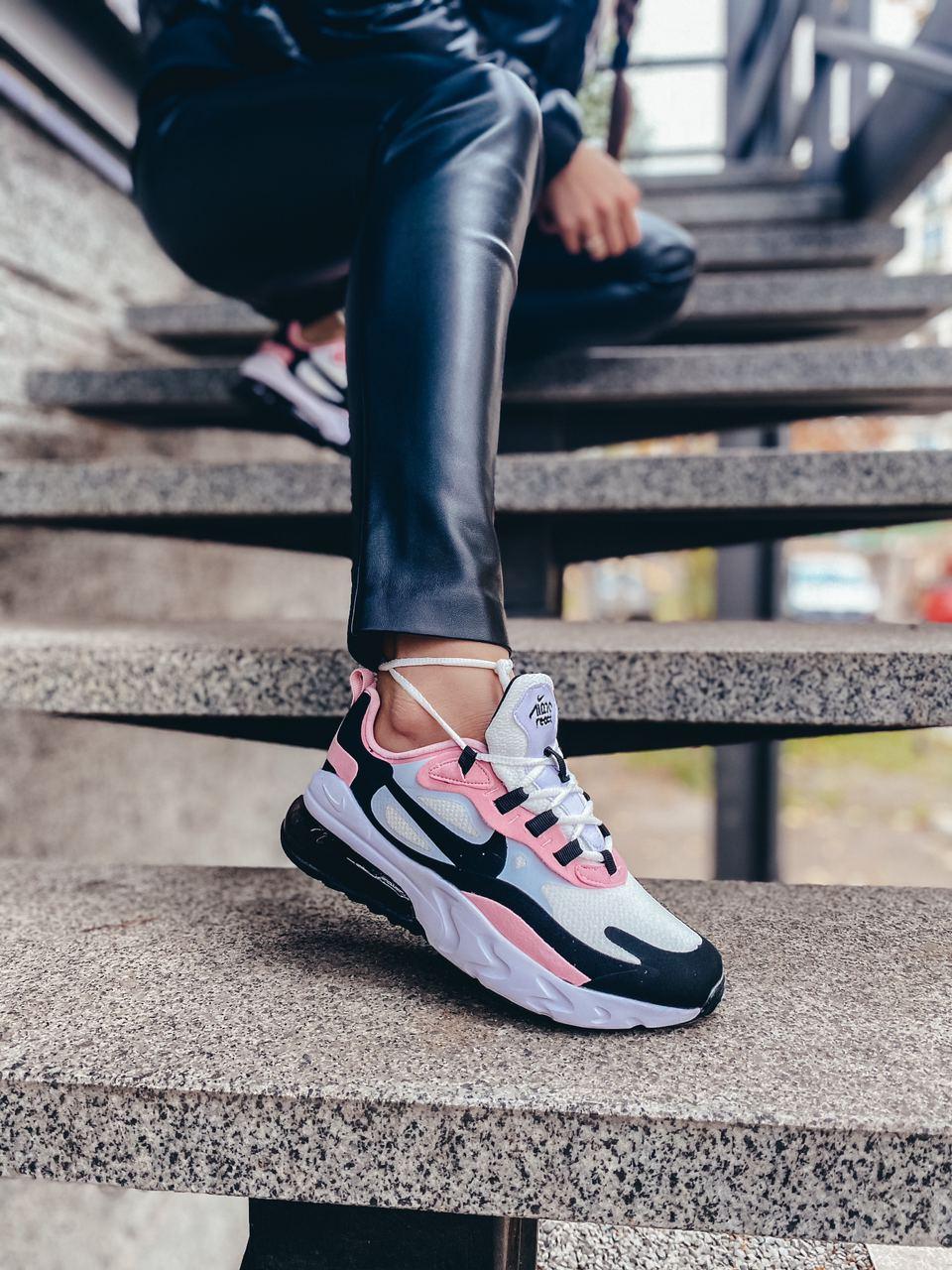 

Женские кроссовки Nike Air Max 270 React White Black Pink / Найк Аир Макс 270 Белые Черные Розовые 39, Розовый