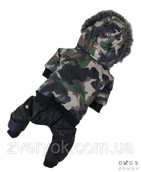 

Зимний комбинезон на меху с капюшоном для собак Military
