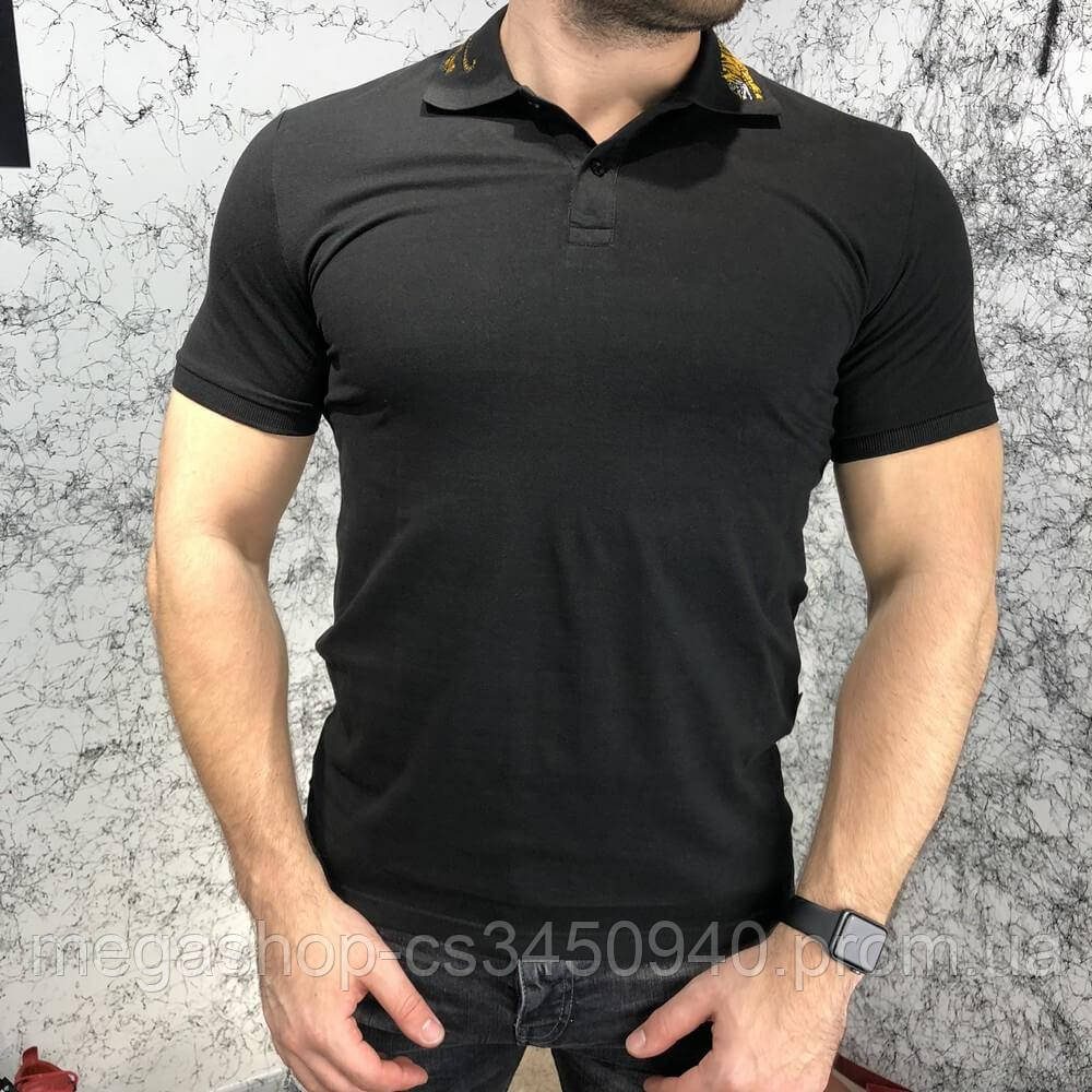 

Gucci Cotton Polo with Tiger Embroidery Black