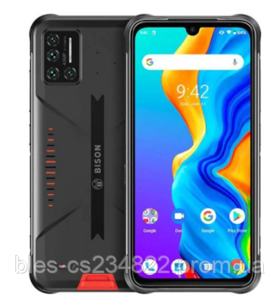 

Смартфон водостойкий, противоударный с четырьмя хорошими камерами на 2 sim Umidigi Bison red 6/128 гб NFC, Красный