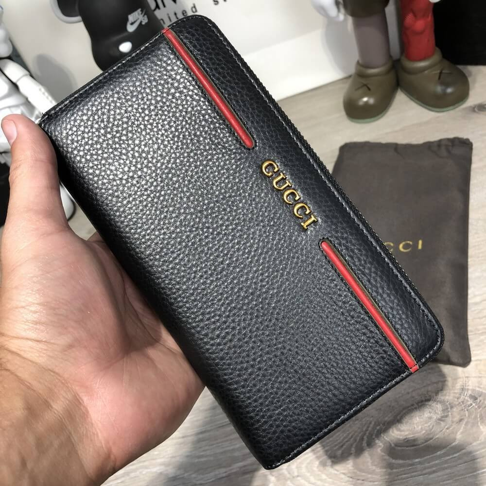 

Gucci Zip Around Ouroboros with Red Stripe Black