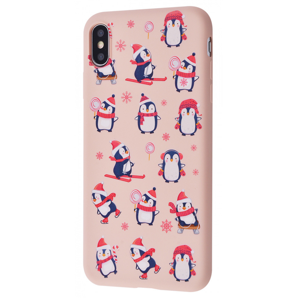 

Чехол накладка iPhone Xs Max WAVE Fancy Winter Case (TPU) penguins_pink_sand