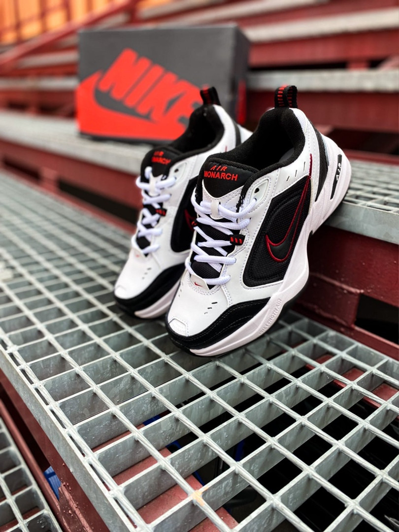 nike air monarch iv black red