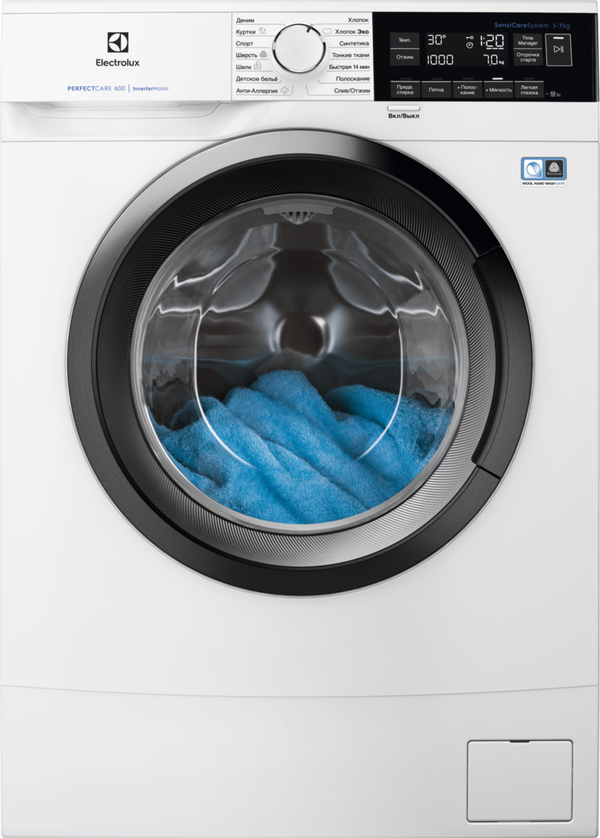 

Пральна машина ELECTROLUX EW6S3R07SI, 7кг/1000об./Інвертор/Чорний люк