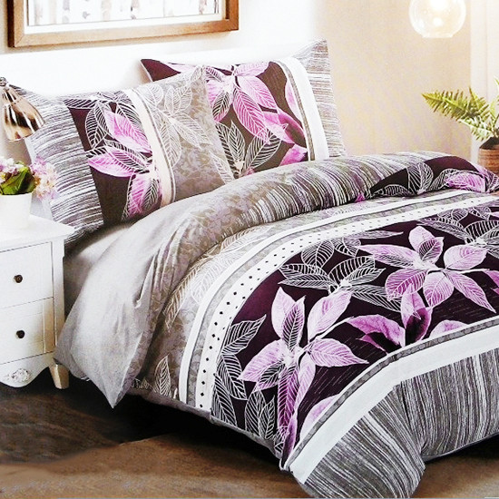 

Комплект постельного белья семейный Elway 5075 Lilies, Серый;сиреневый