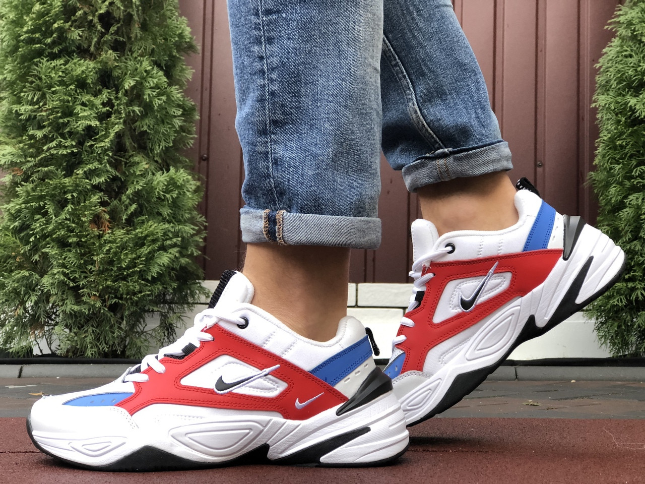 

Кросівки чоловічі Nike M2K Tekno білі з червоним\сині 45, Белый