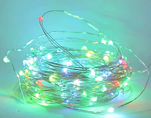 Гирлянда медная лампа разноцветная 100 LED серебристый провод 10м USB RD-7112 | Проволочная нить RGB