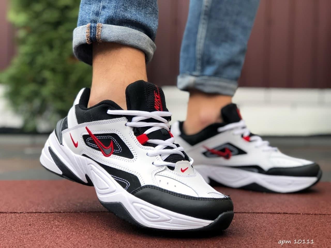 

Кроссовки мужские в стиле Nike M2K Tekno белые с черным/красные демисезонные