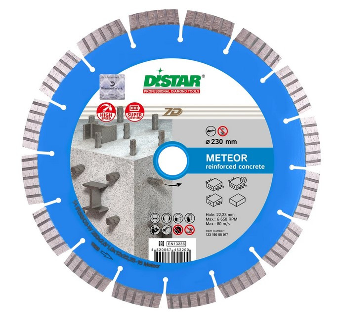 

Круг алмазный отрезной Distar 1A1RSS/C3-W 230x2,6/1,8x12x22,23-16 Meteor (12315055017)