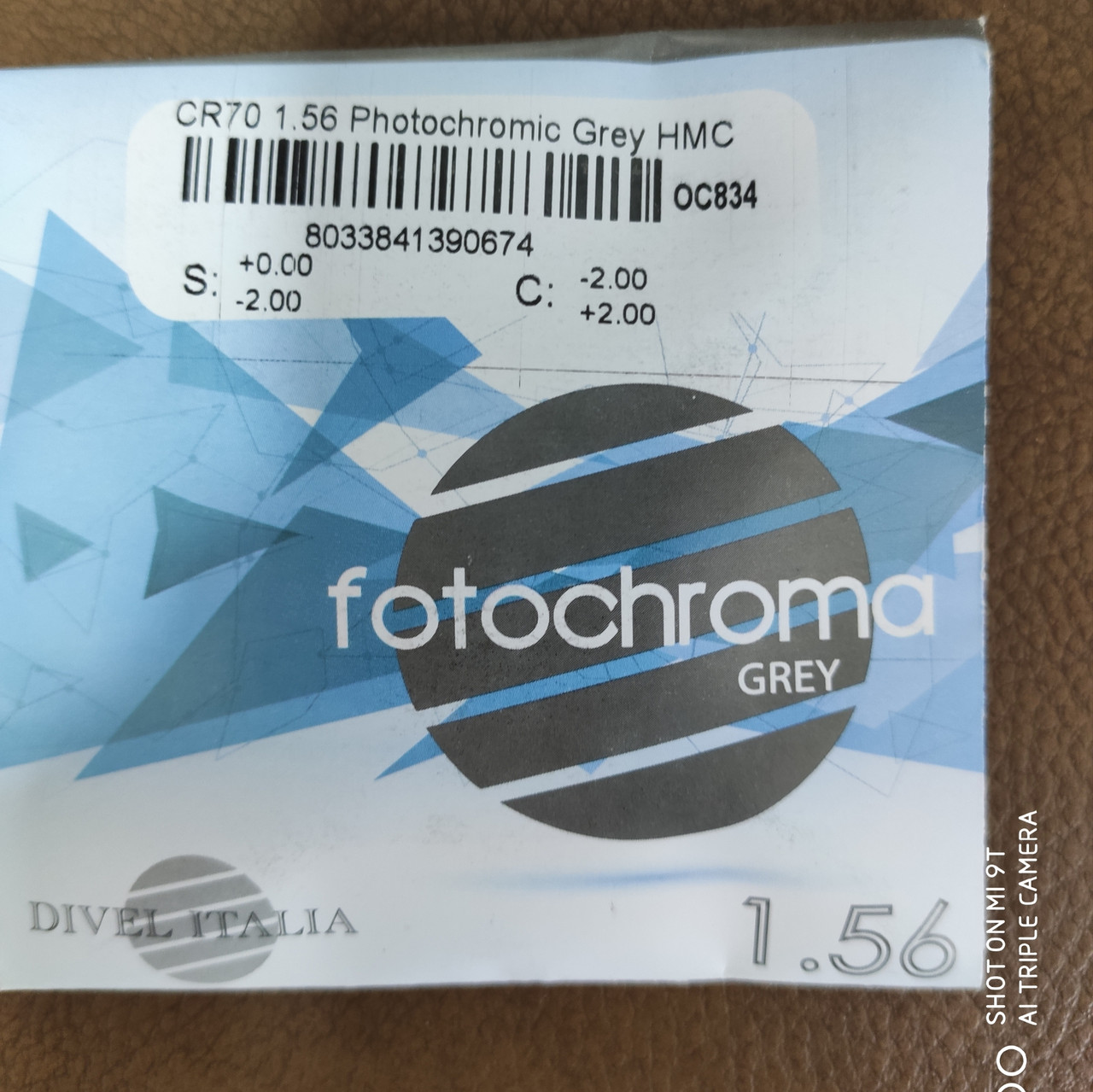 

Divel 1.56 fotochromic HMC очковая фотохромная линза Италия