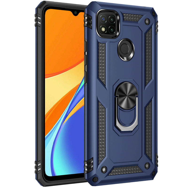 

Ударопрочный чехол Serge Ring магнитный держатель для Xiaomi Redmi 9C Темно-синий
