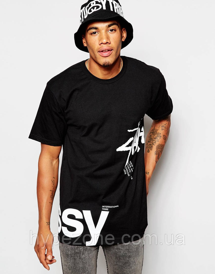 

Мужская черная Футболка Stussy T-Shirt With Large Logo