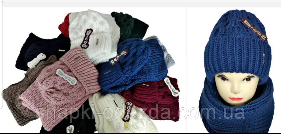 М 94054. Комплект жіночий-підлітковий шапка "GOOD BILLII" і хомут, різні кольори