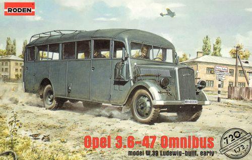 

Пластикова модель 1/72 Roden 720 Німецький автобус Opel Blitz Omnibus model W39 Ludewig(Essen