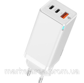 

Зарядное KUULAA GaN QC4.0 Type-C+USB 65W EU white, Белый