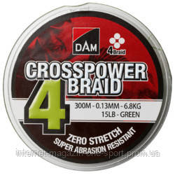 

Шнур DAM CROSSPOWER 4-BRAID 300м 0,15мм 8,1кг/18Lb (green) (код 165-641519)