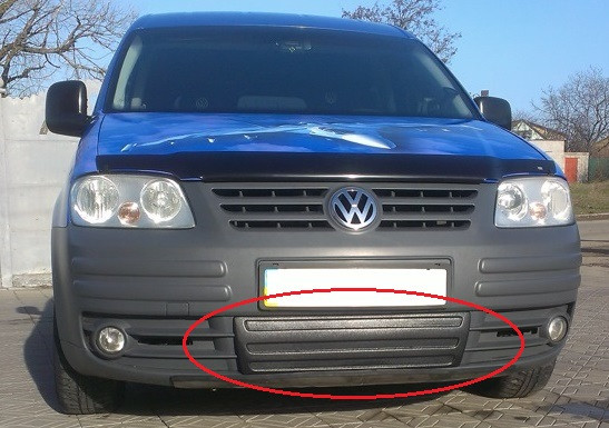 

Зимняя накладка на решетку радиатора (матовая) Volkswagen Caddy 2004-2010 (фольксваген кадди), Черный