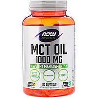 Масло МСТ, MCT Oil, Now Foods, 1000 мг, 150 желатиновых капсул