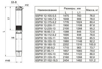Скважинный трехфазный насос "Sprut" 6SPW 12-140-7,5  напор 187 м  объемная подача  24,5 м³/ч, фото 2