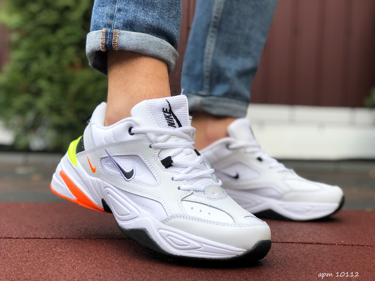 

Кроссовки мужские Nike M2K Tekno белые с оранжевым, Найк М2К Техно, натуральная кожа, прошиты. Код SD-10112 44, Белый