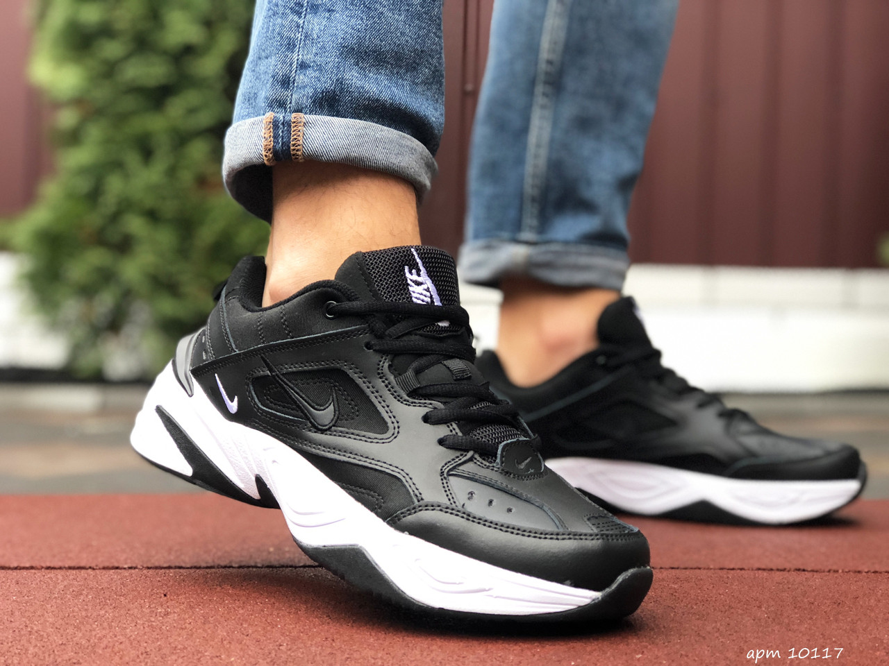 

Кроссовки мужские Nike M2K Tekno черные с белым, Найк М2К Техно, натуральная кожа, прошиты. Код SD-10117 45, Черно-белый