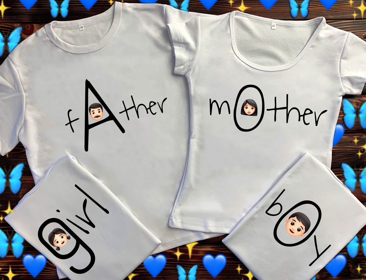 

Семейные футболки с принтом - Father/Mother/Girl/Boy