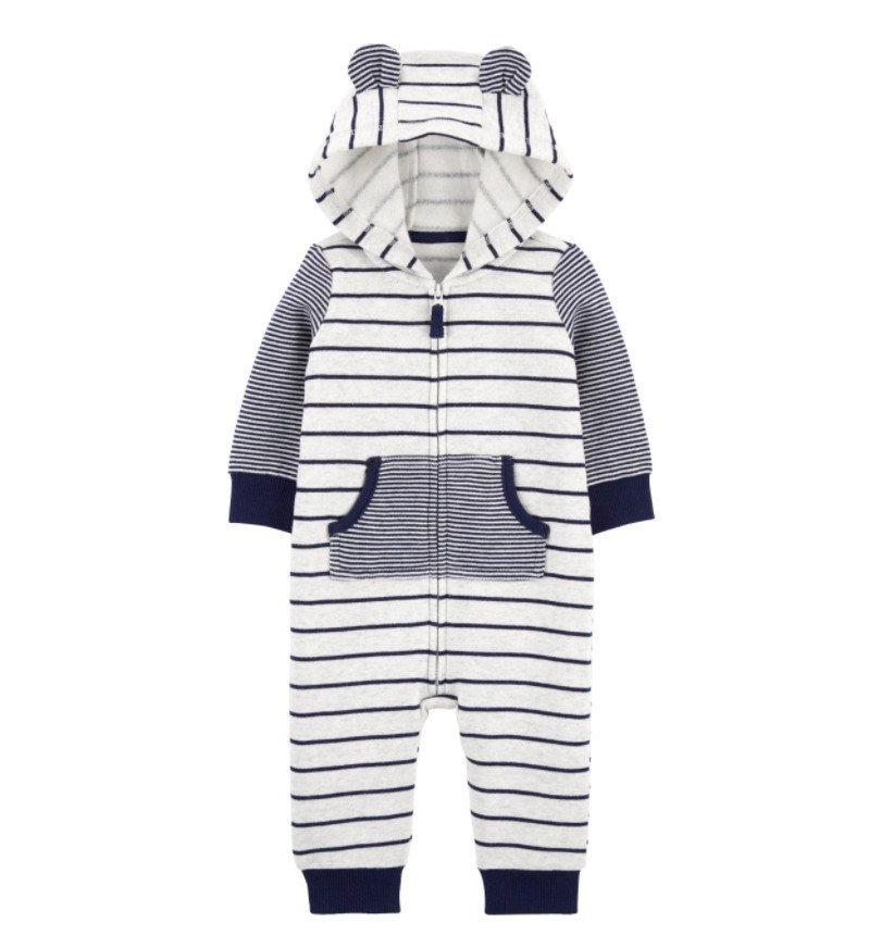 

Человечек для мальчика микрофлисовый Striped Zip-Up Fleece Jumpsuit 81 см