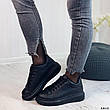 Ботинки женские черные, зимние из эко кожи. Черевики жіночі теплі чорні на платформі, фото 3