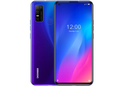 

Смартфон синий с большим дисплеем и четырьмя камерами на 2 sim Doogee N30 blue 4/128 гб