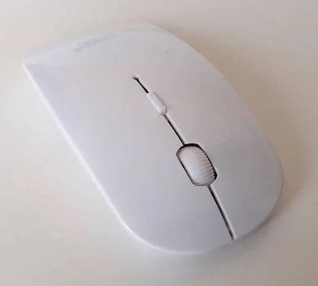 Бездротовий USB Мишка Дизайн APPLE Тонка Для Комп'ютерів і Ноутбуків Біла, фото 2