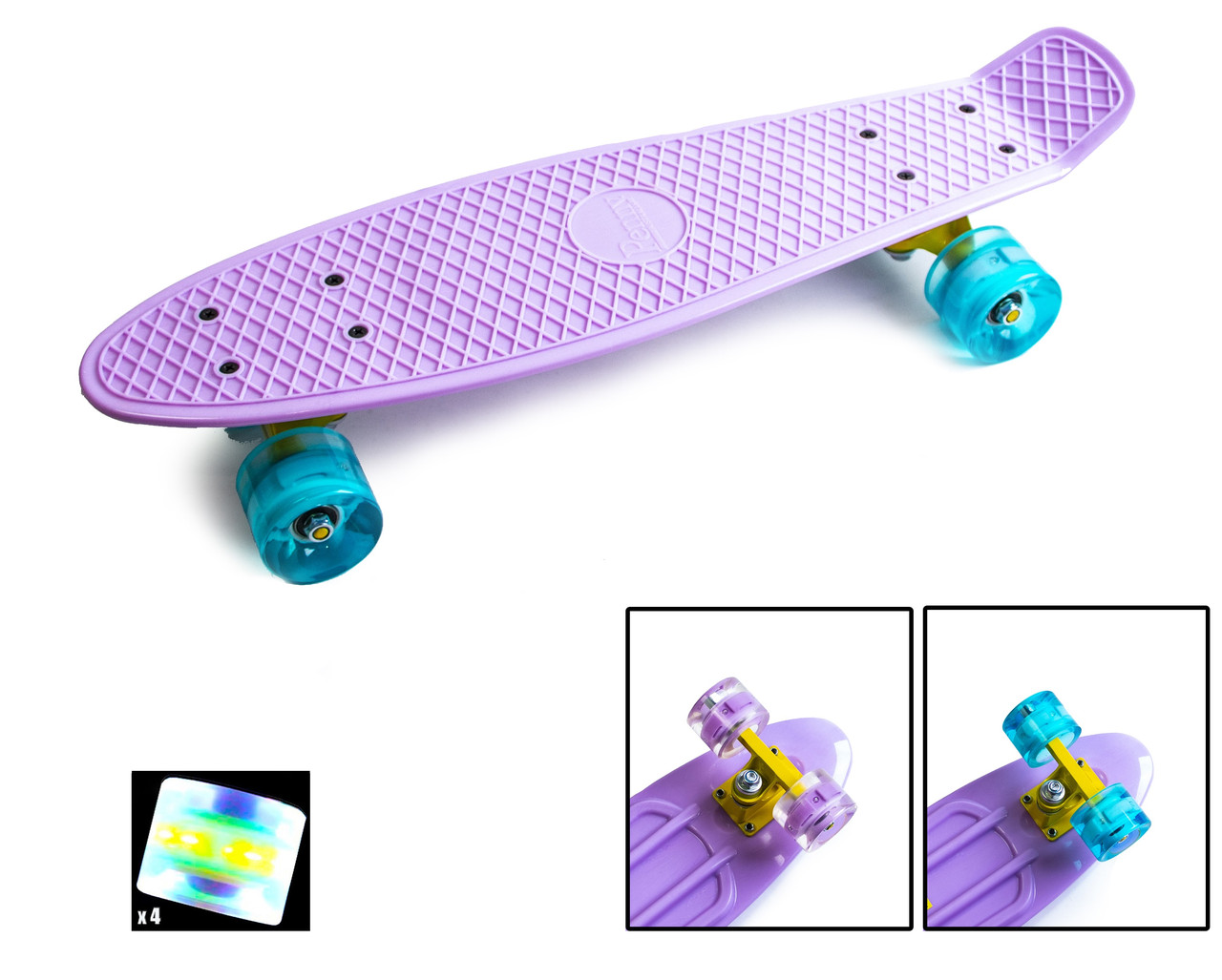 

Penny Board. Лиловый цвет. Светящиеся колеса