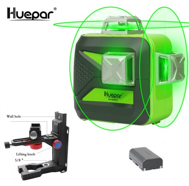 ☀СУПЕРКОМПЛЕКТ☀ Лазерный уровень Huepar 3D HP-603CG + мощный кронштейн FUKUDA