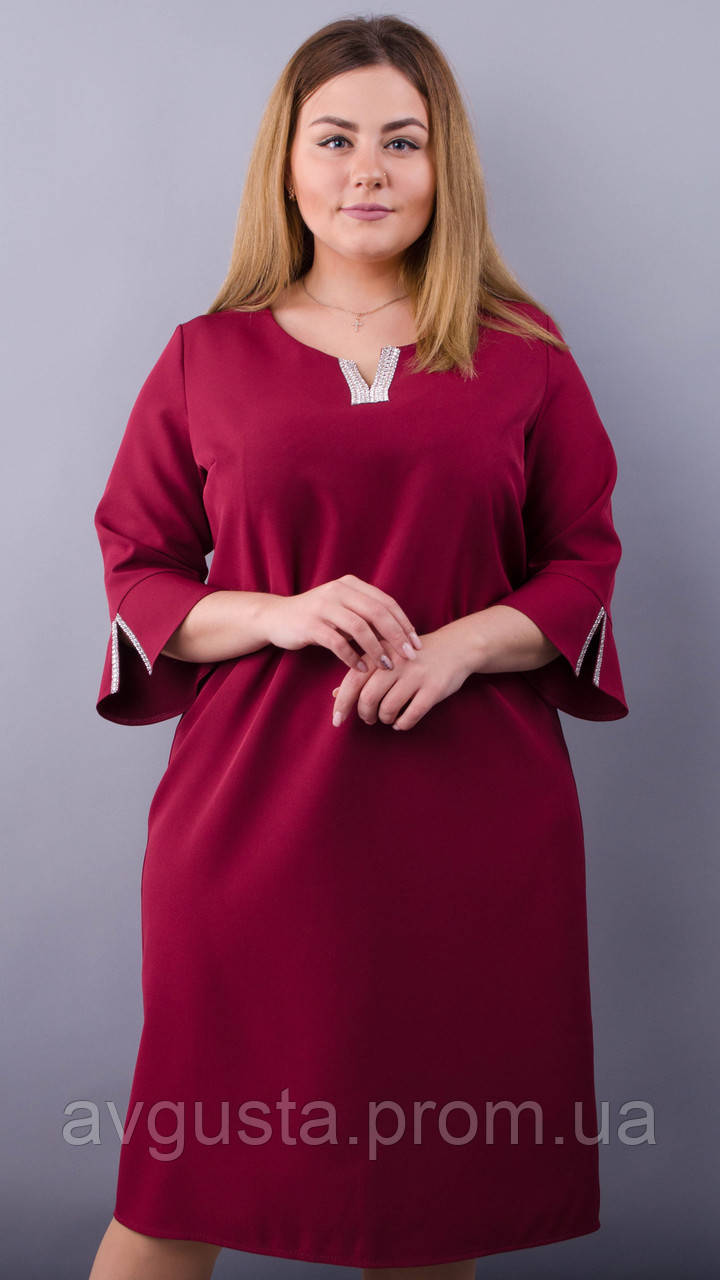 

Сьюзен. Нарядное платье plus size. Бордо. 50-52