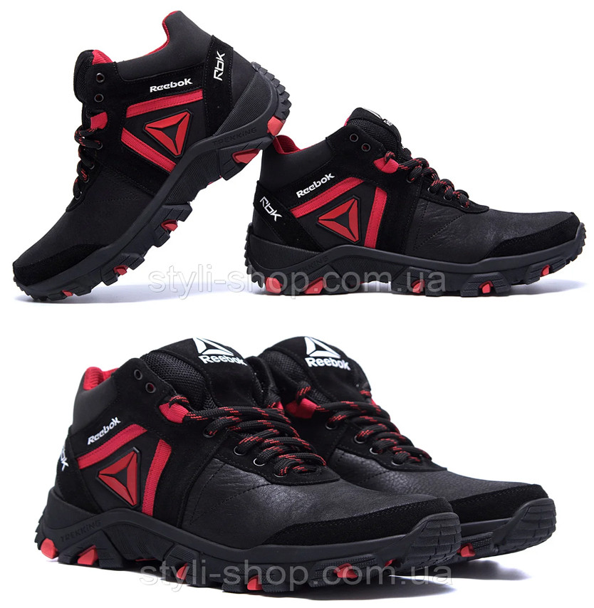 

Мужские зимние кожаные ботинки Reebok Crossfit Red (реплика). Мужские кроссовки. Мужская зимняя обувь, Черный