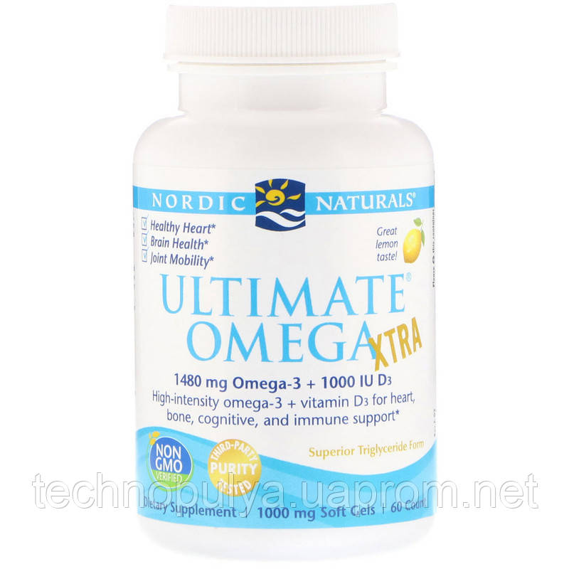 

Рыбий жир Nordic Naturals Ultimate Omega Lemon 1000 мг 60 Капсул (NOR01799)